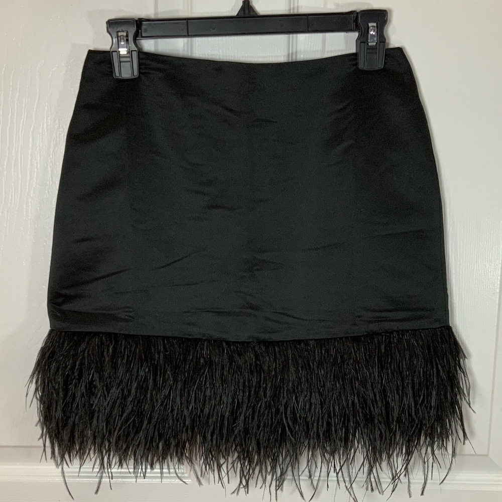 J Crew Collection Feather Hem Black Y2K Minimalist Mini Evening Skirt Size 0 New - Picture 8 of 8
